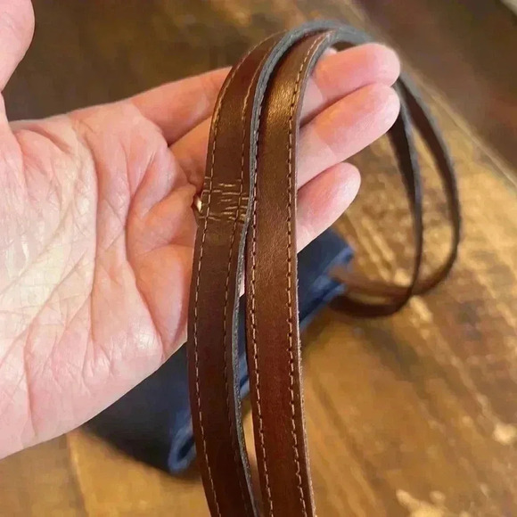 Unbranded | Navy Blue Canvas/Raffia Bag with Long Leather Straps, Made in Italy - Picture 8 of 8